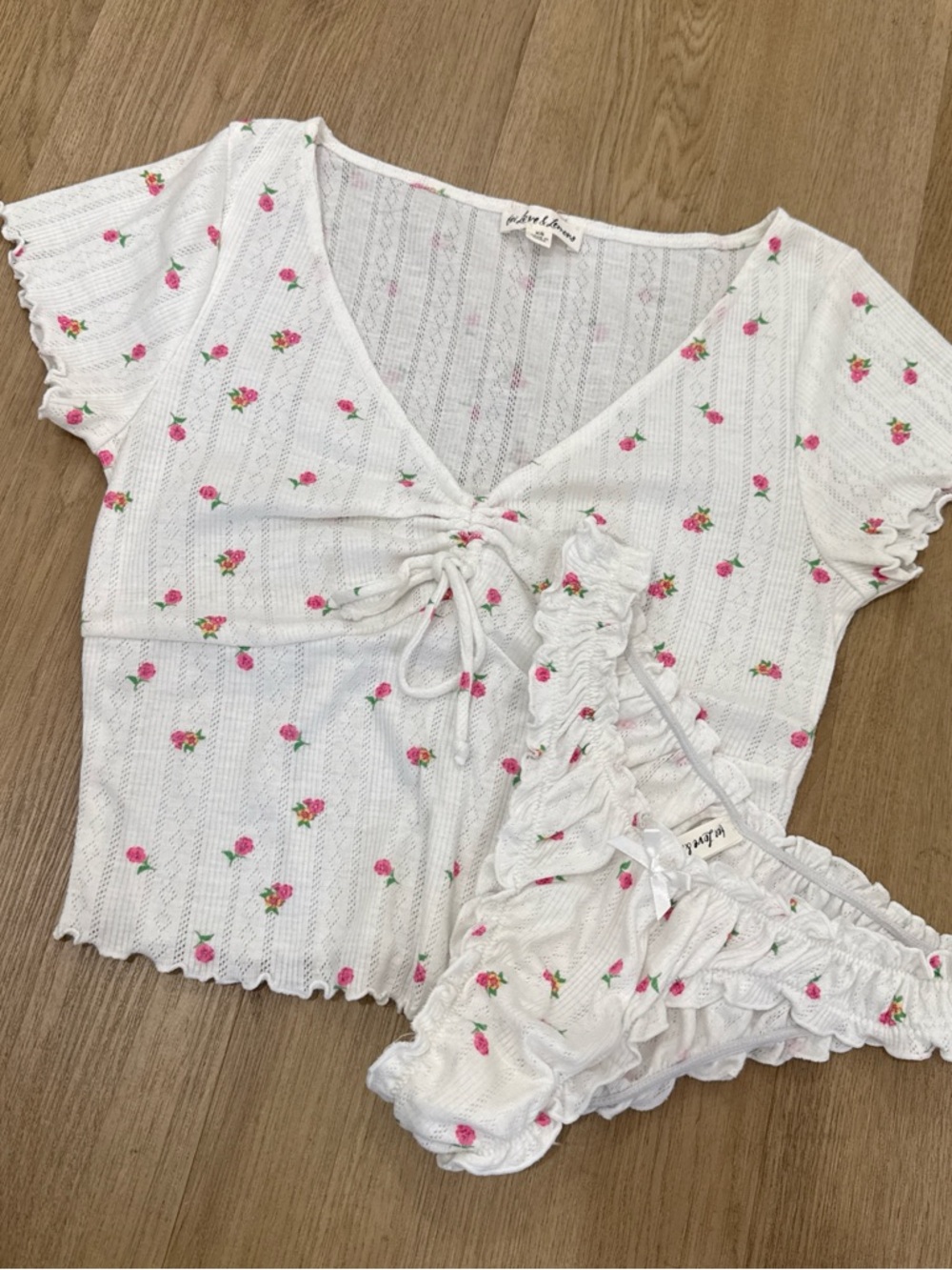 For Love and Lemons Rosebud Pointelle top and brief